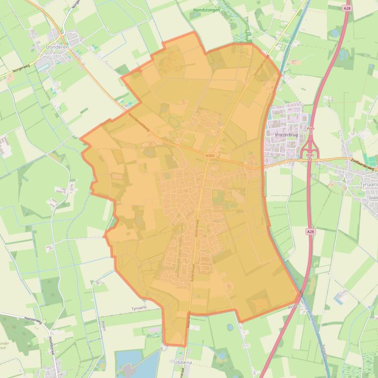 Kaart van postcodegebied 9481.