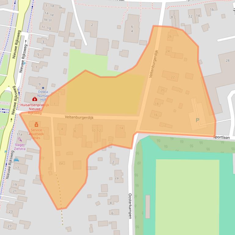 Kaart van postcodegebied 9481AH.