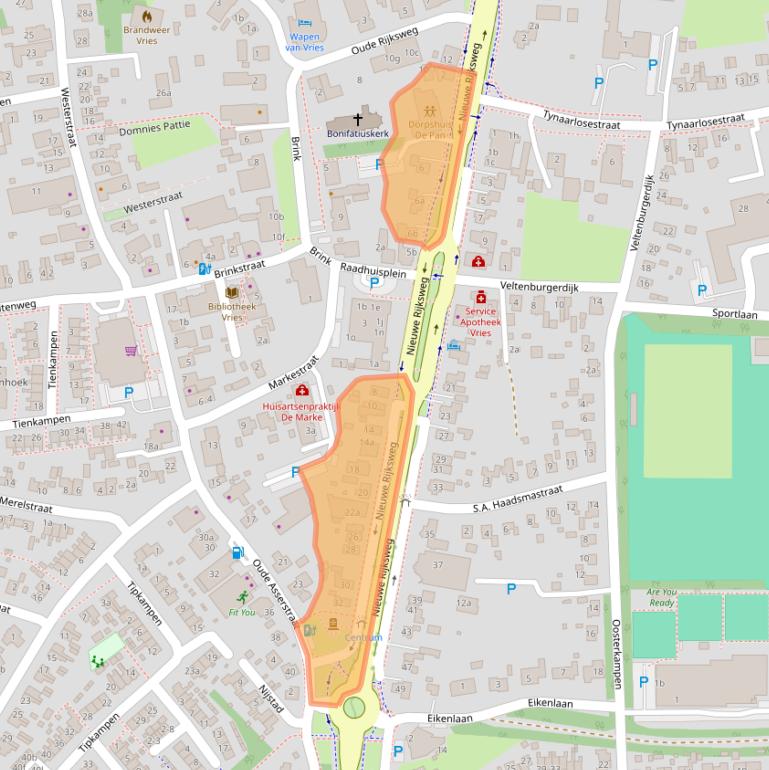 Kaart van postcodegebied 9481AR.