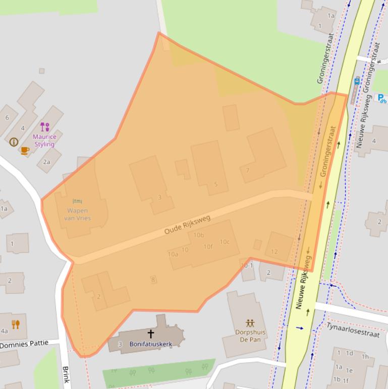 Kaart van postcodegebied 9481BD.