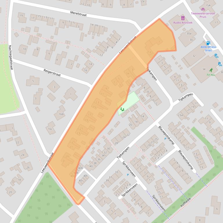 Kaart van postcodegebied 9481EN.