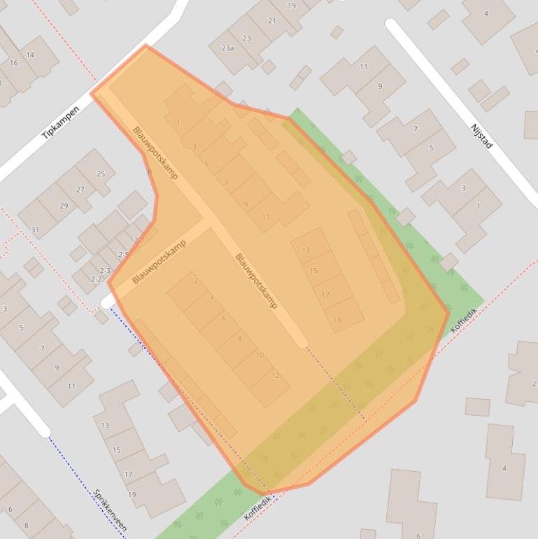 Kaart van postcodegebied 9481EW.