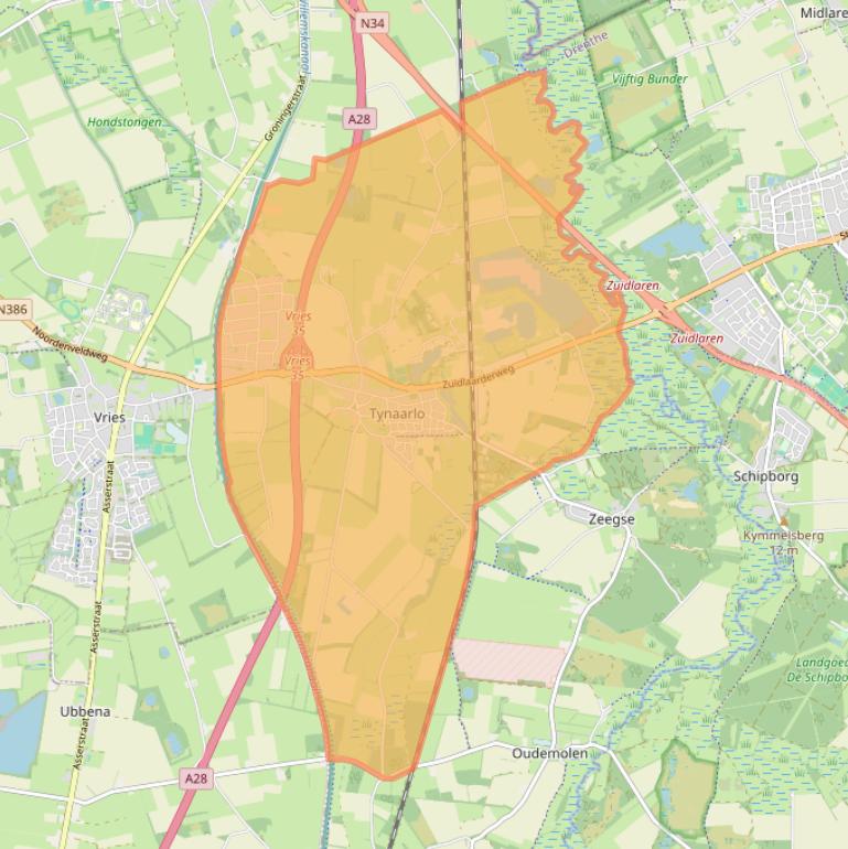 Kaart van postcodegebied 9482.