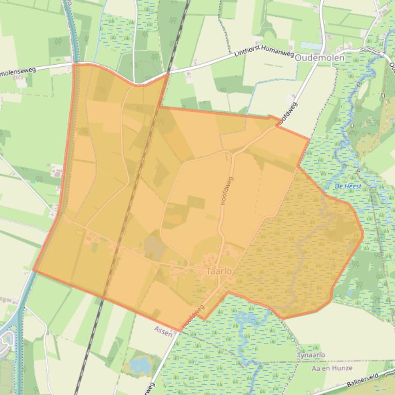 Kaartafbeelding, ingezoomd op postcodegebied 9485.