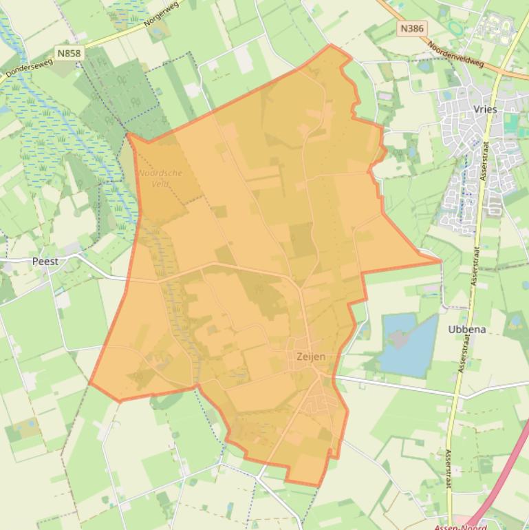 Kaart van postcodegebied 9491.