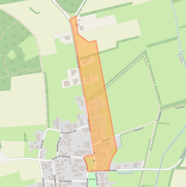 Kaart van postcodegebied 9491AC.