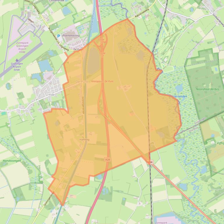Kaart van postcodegebied 9493.