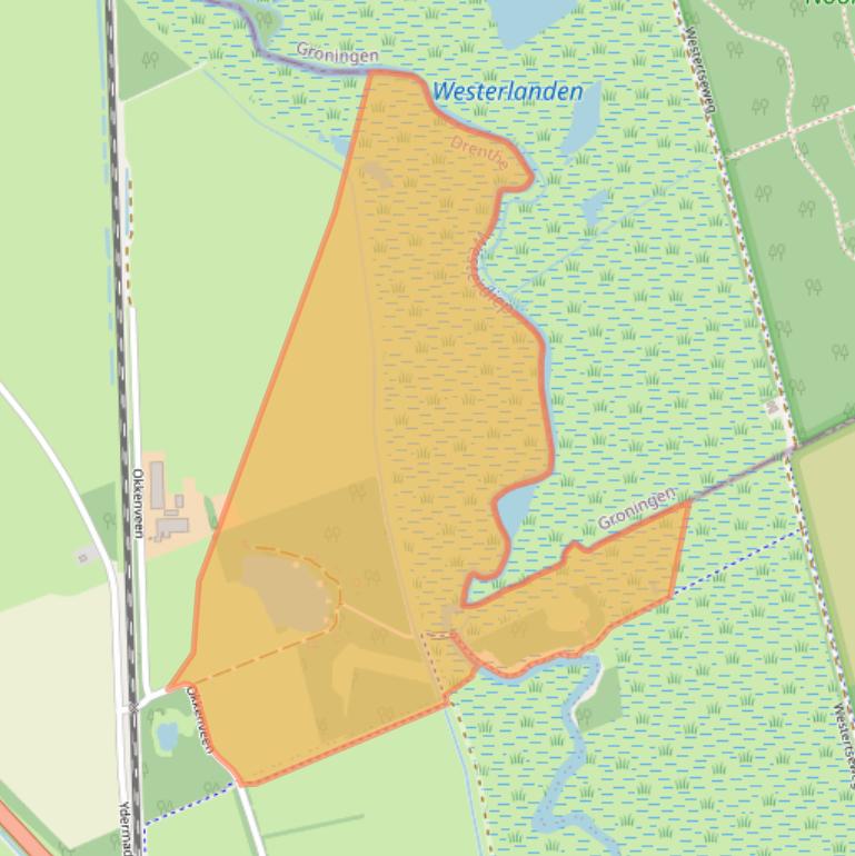 Kaart van postcodegebied 9493AA.