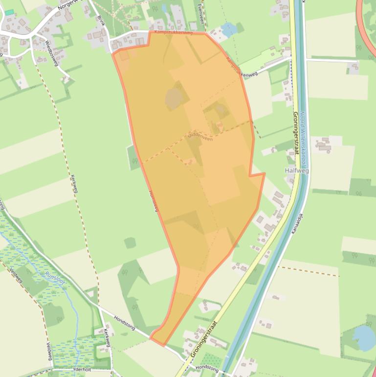 Kaart van postcodegebied 9493TJ.