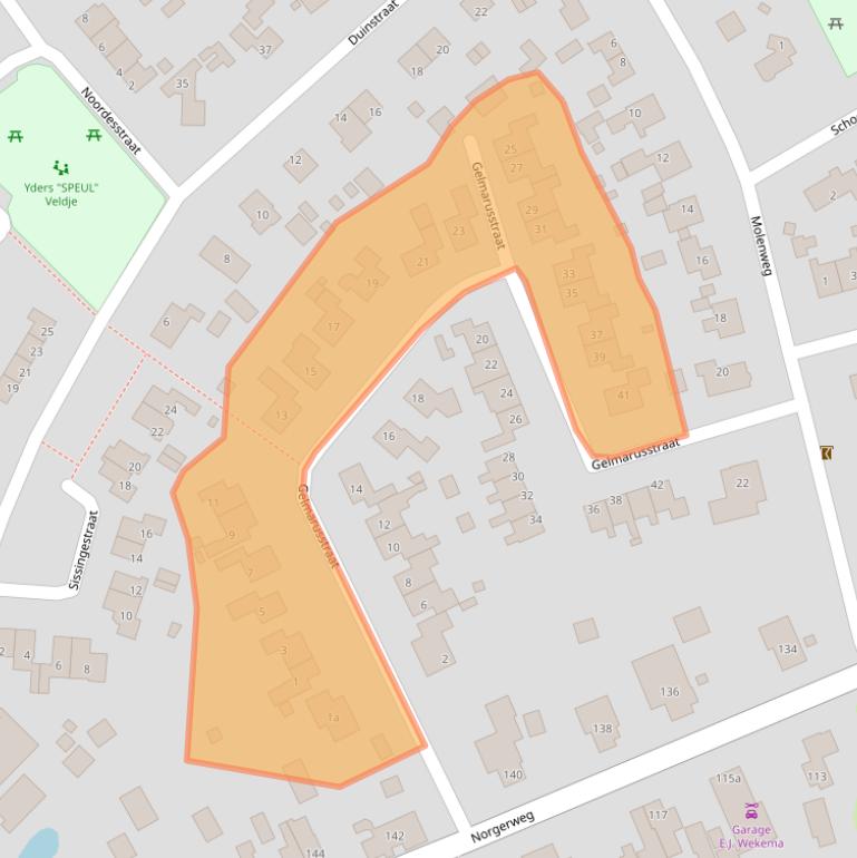 Kaart van postcodegebied 9494RJ.