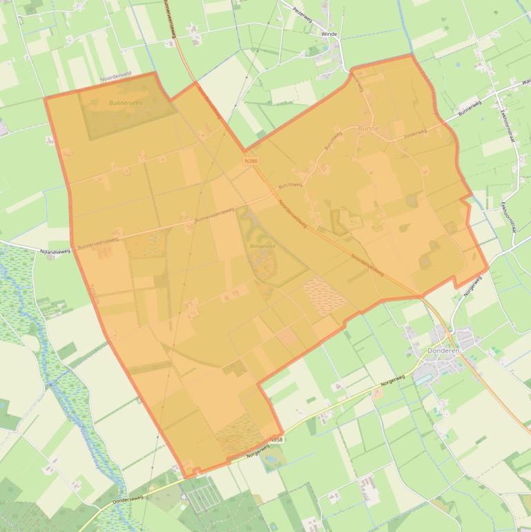 Kaart van postcodegebied 9496.
