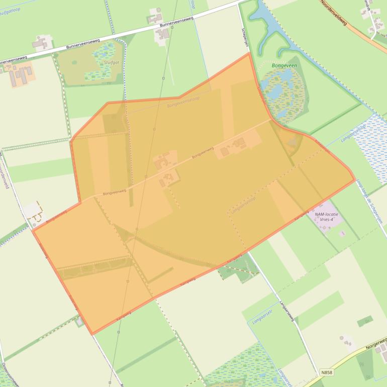 Kaart van postcodegebied 9496TE.