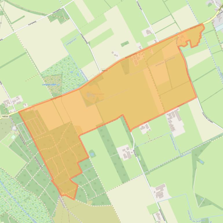 Kaart van postcodegebied 9497TC.