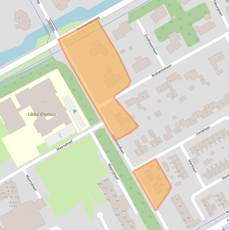 Kaart van postcodegebied 9501AB.