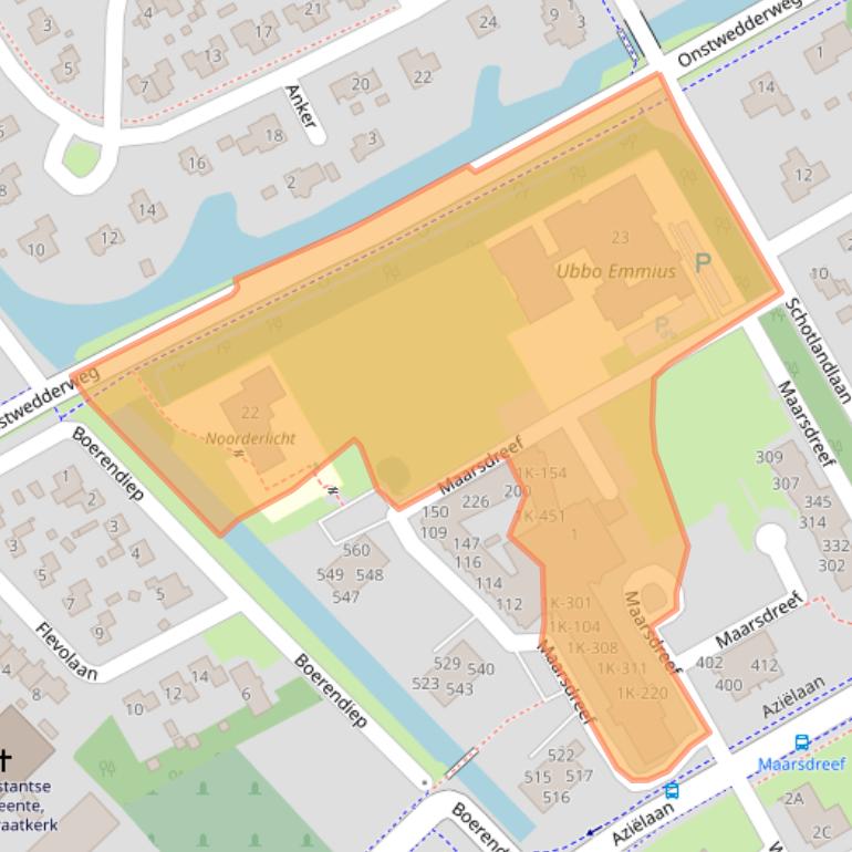 Kaart van postcodegebied 9501AM.