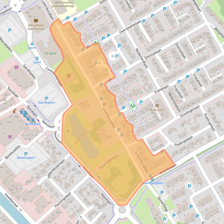 Kaart van postcodegebied 9501BZ.