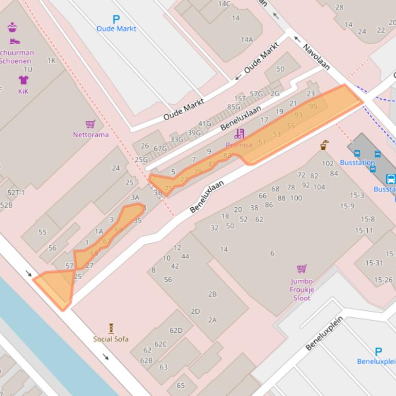 Kaart van postcodegebied 9501CV.