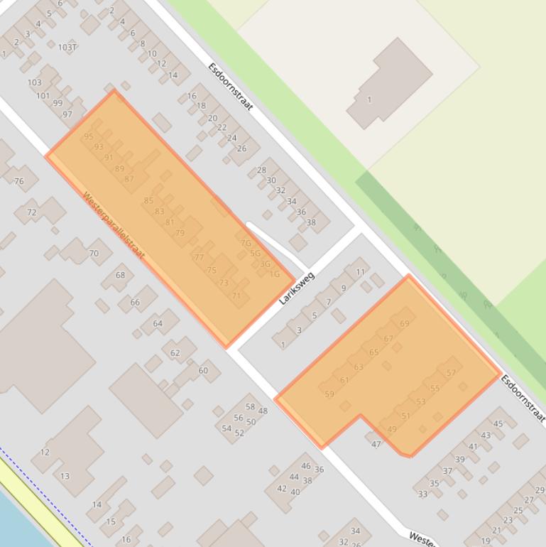 Kaart van postcodegebied 9501GT.