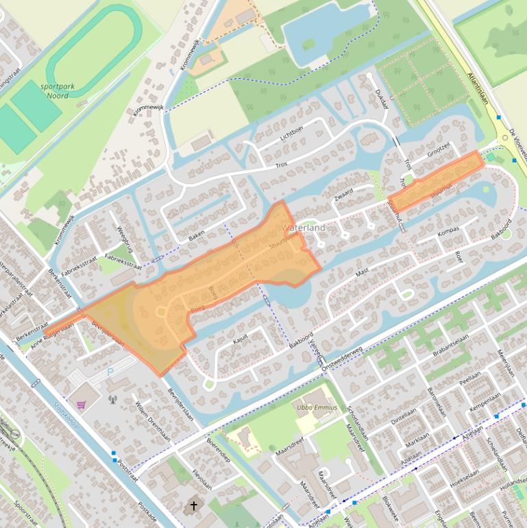Kaart van postcodegebied 9501JG.