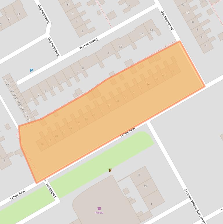 Kaart van postcodegebied 9502AC.