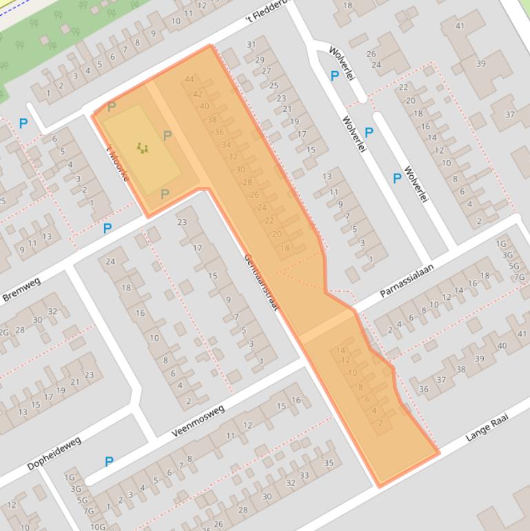 Kaart van postcodegebied 9502AG.