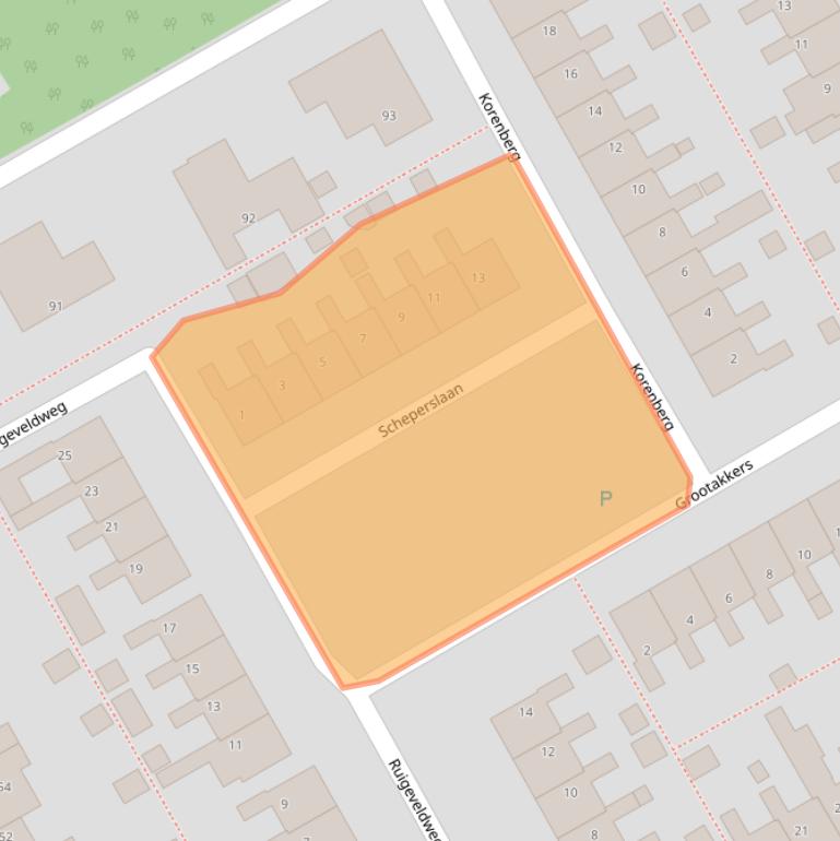 Kaart van postcodegebied 9502BS.