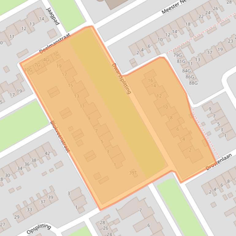 Kaart van postcodegebied 9502CA.