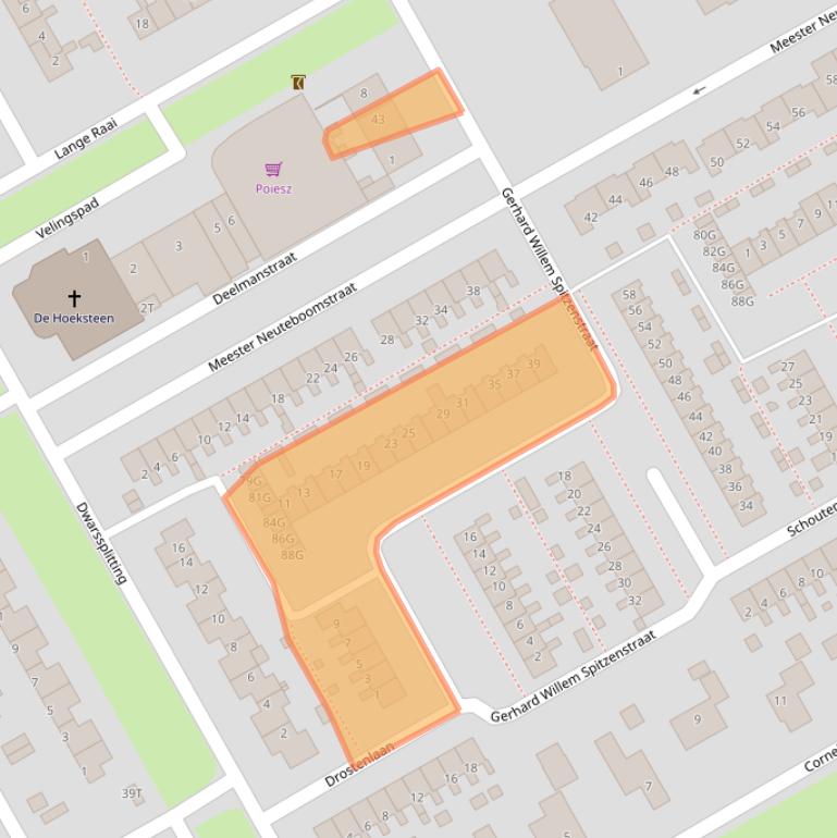 Kaart van postcodegebied 9502CG.