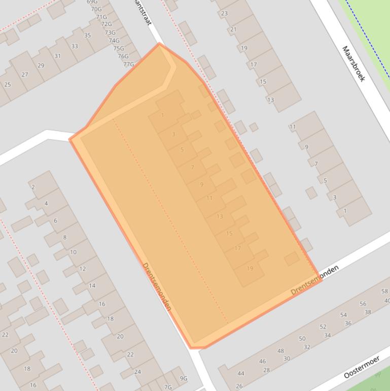 Kaart van postcodegebied 9502CL.