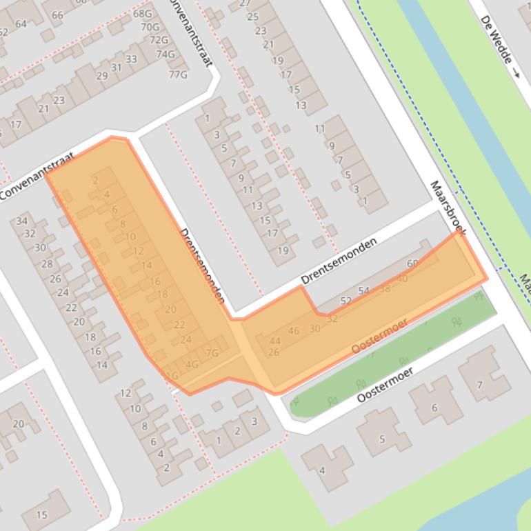 Kaart van postcodegebied 9502CM.