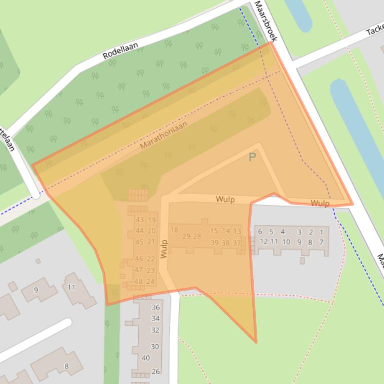 Kaart van postcodegebied 9502WJ.