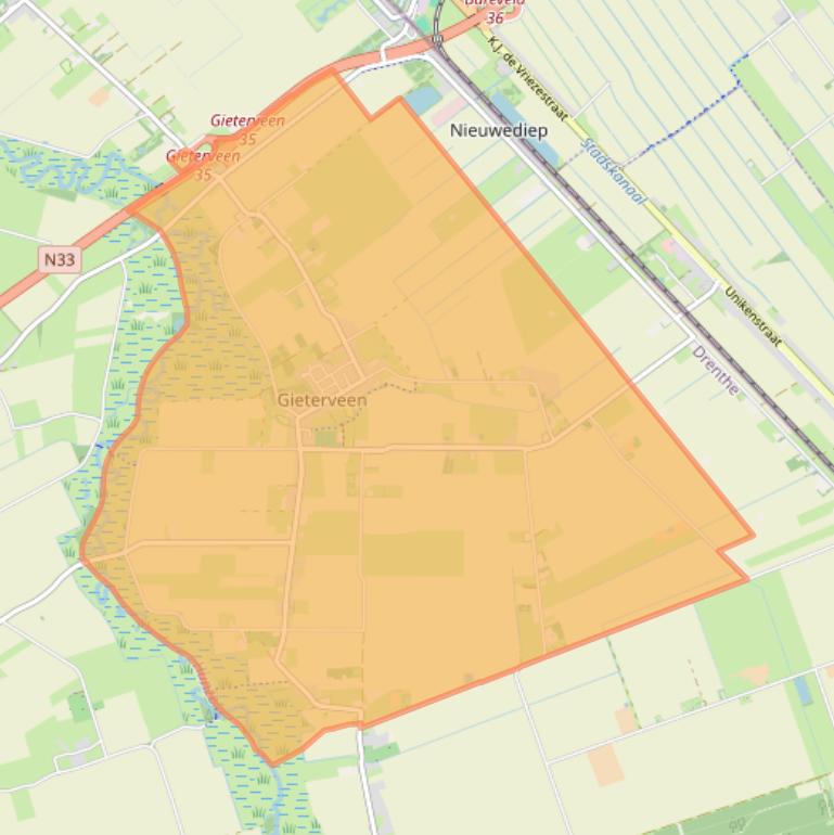 Kaart van postcodegebied 9511.