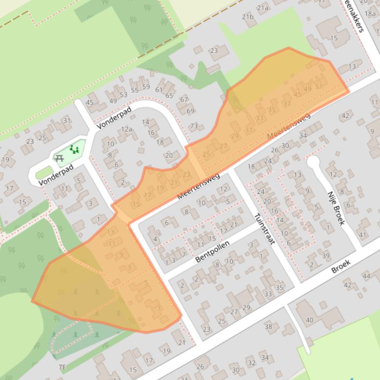 Kaart van postcodegebied 9511PW.