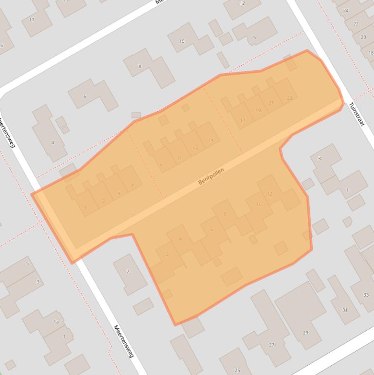 Kaart van postcodegebied 9511PZ.