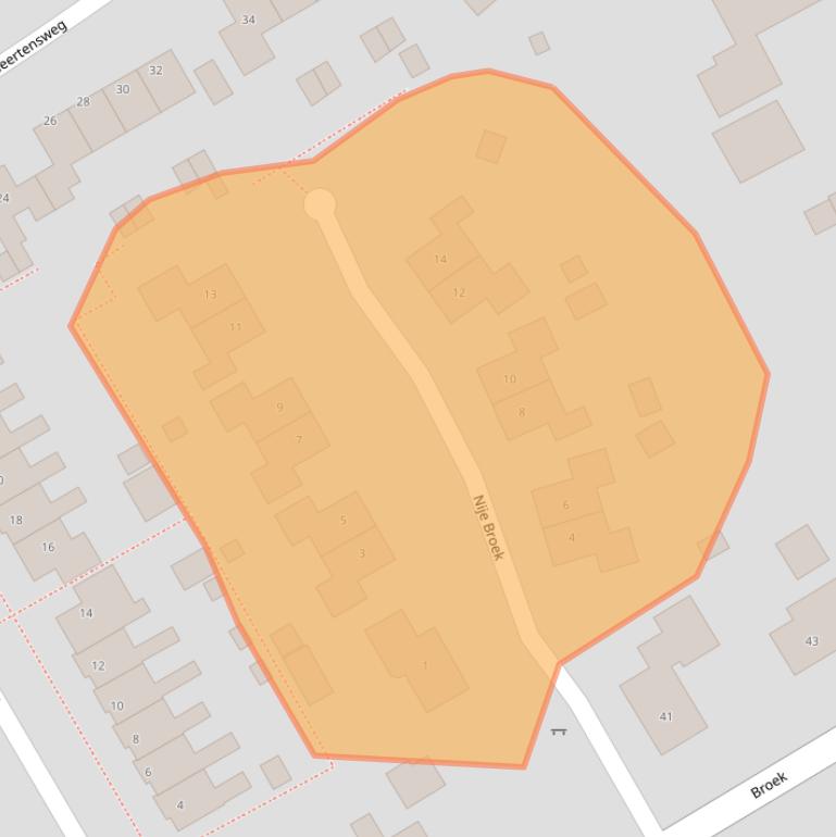 Kaart van postcodegebied 9511RH.