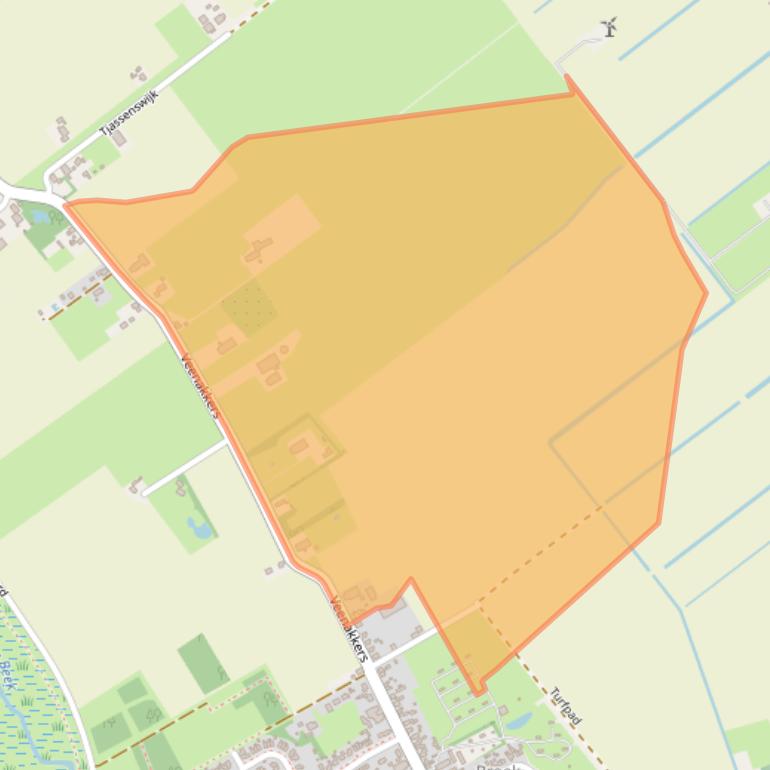 Kaart van postcodegebied 9511TA.