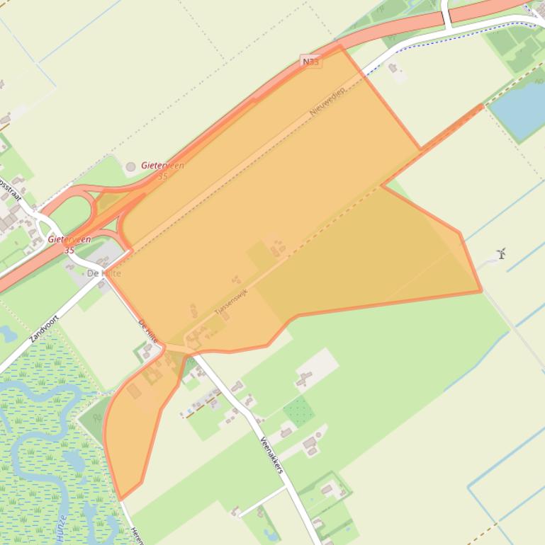 Kaart van postcodegebied 9511TB.