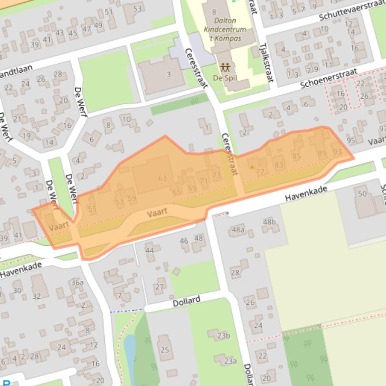 Kaart van postcodegebied 9514AB.