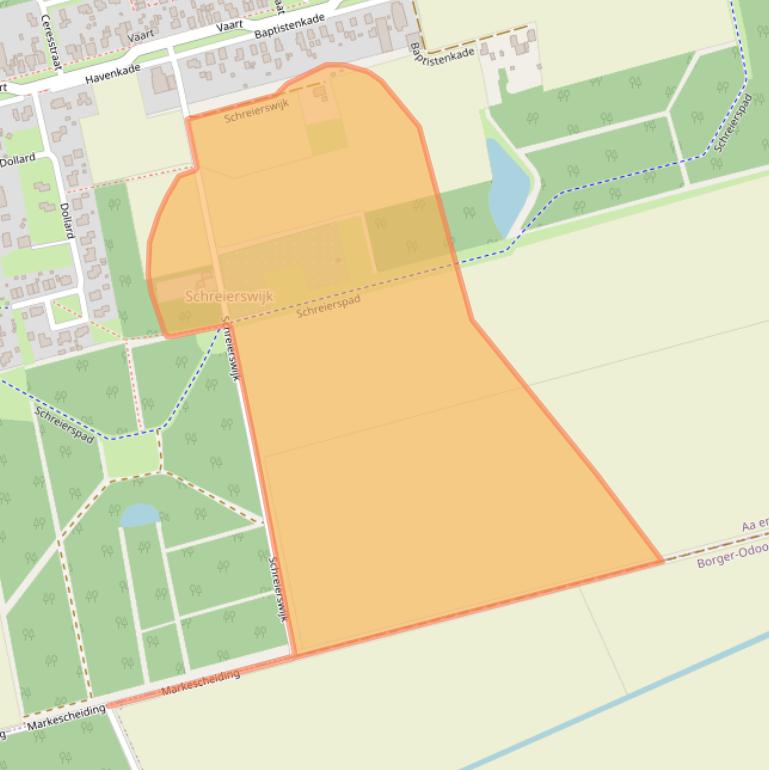 Kaart van postcodegebied 9514AG.