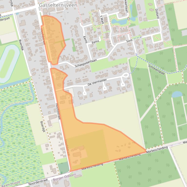 Kaart van postcodegebied 9514BE.