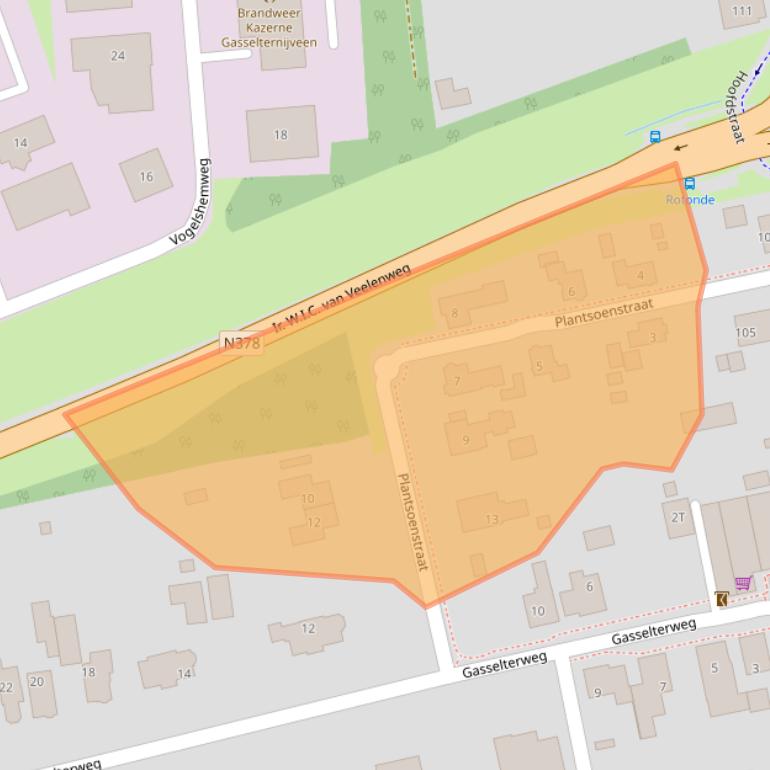 Kaart van postcodegebied 9514BJ.