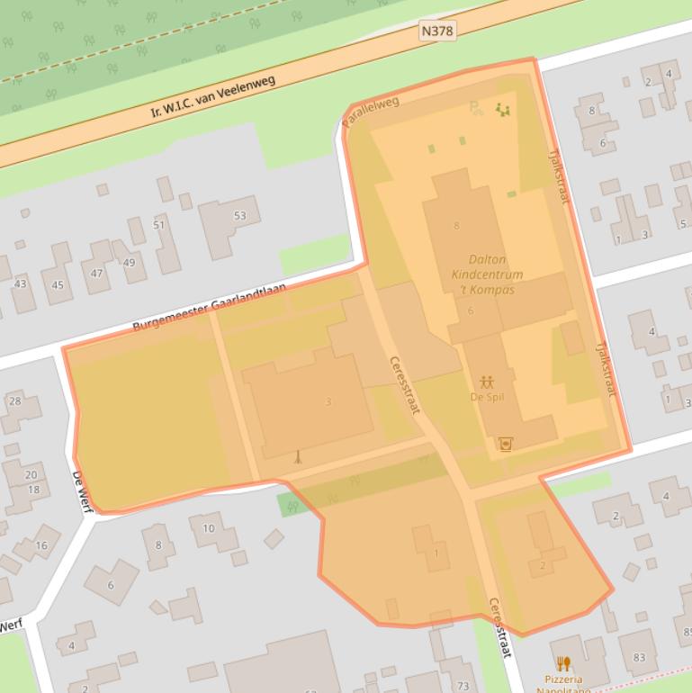 Kaart van postcodegebied 9514CA.