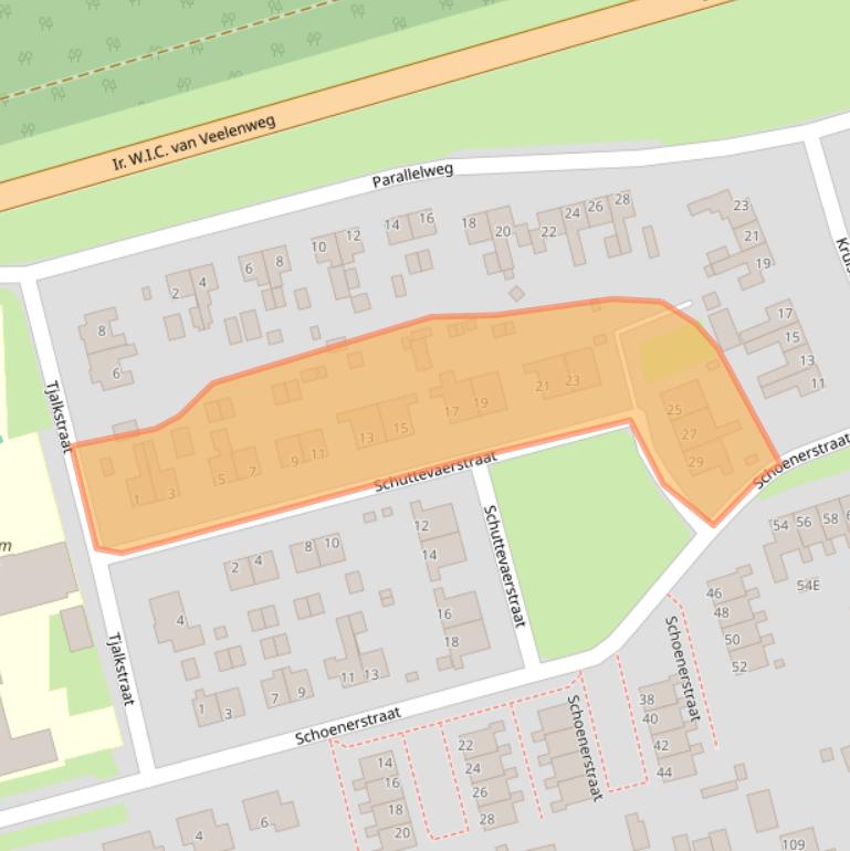 Kaart van postcodegebied 9514CE.