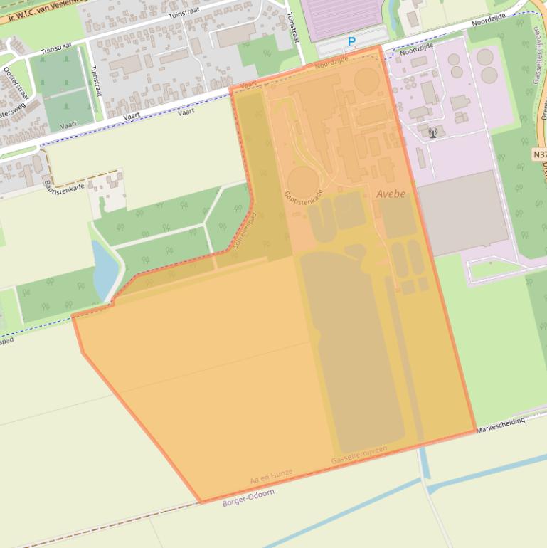 Kaart van postcodegebied 9514JA.