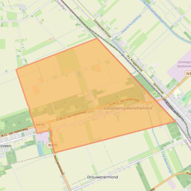 Kaart van postcodegebied 9515.