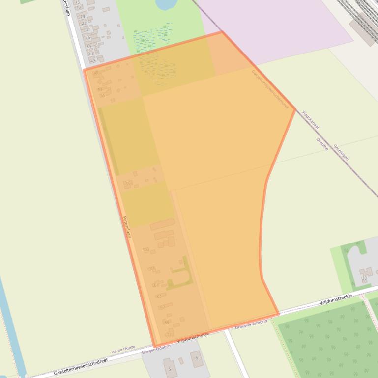 Kaart van postcodegebied 9515PM.