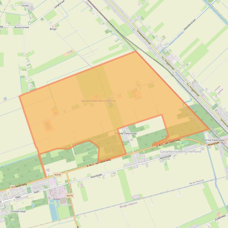 Kaart van postcodegebied 9515PN.