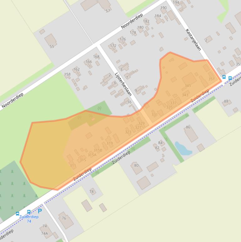 Kaart van postcodegebied 9521AJ.