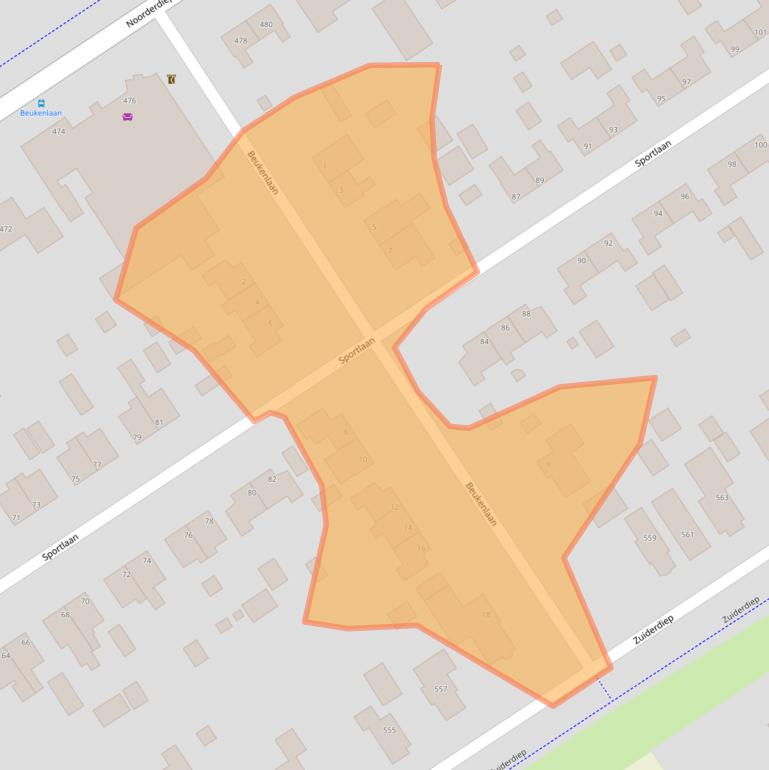 Kaart van postcodegebied 9521EA.