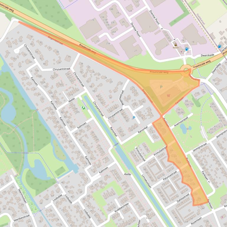 Kaart van postcodegebied 9521GB.